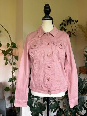 Guess | Pink Denim Jacket with Rose Gold Buttons